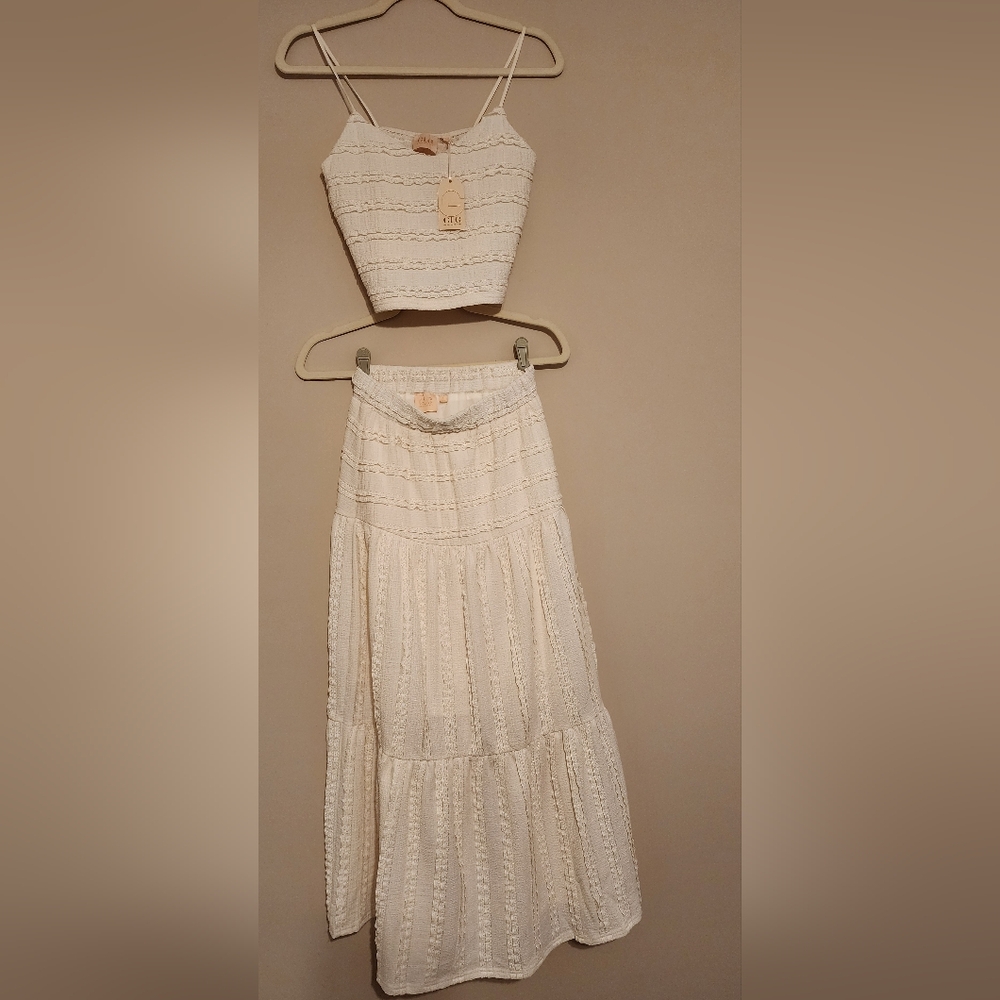 Good Luck Gem Cream Skirt Set